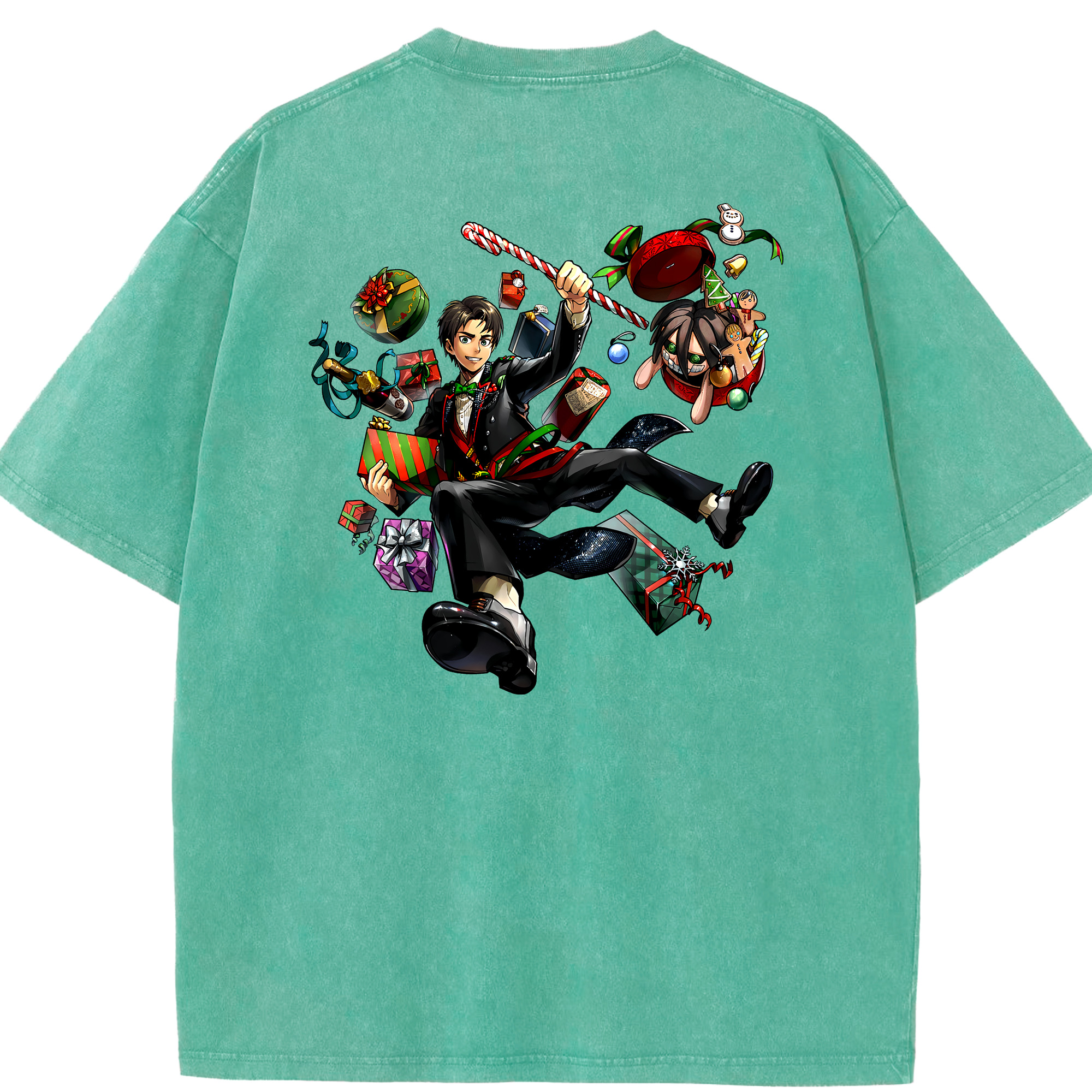 （画像用） 進撃の巨人 エレン･イェーガー Attack on Titan Eren Jäger 綿100% ヴィンテージ風 半袖Tシャツ（背面プリント）
